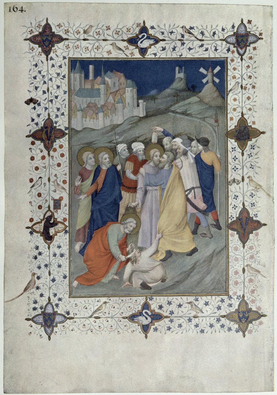 MS 11060-11061 Horas da Cruz: Matin e Laudes, A traição de Judas, dos &39;Três riquezas Heures du Duc de Berry&39; de Jacquemart de Hesdin