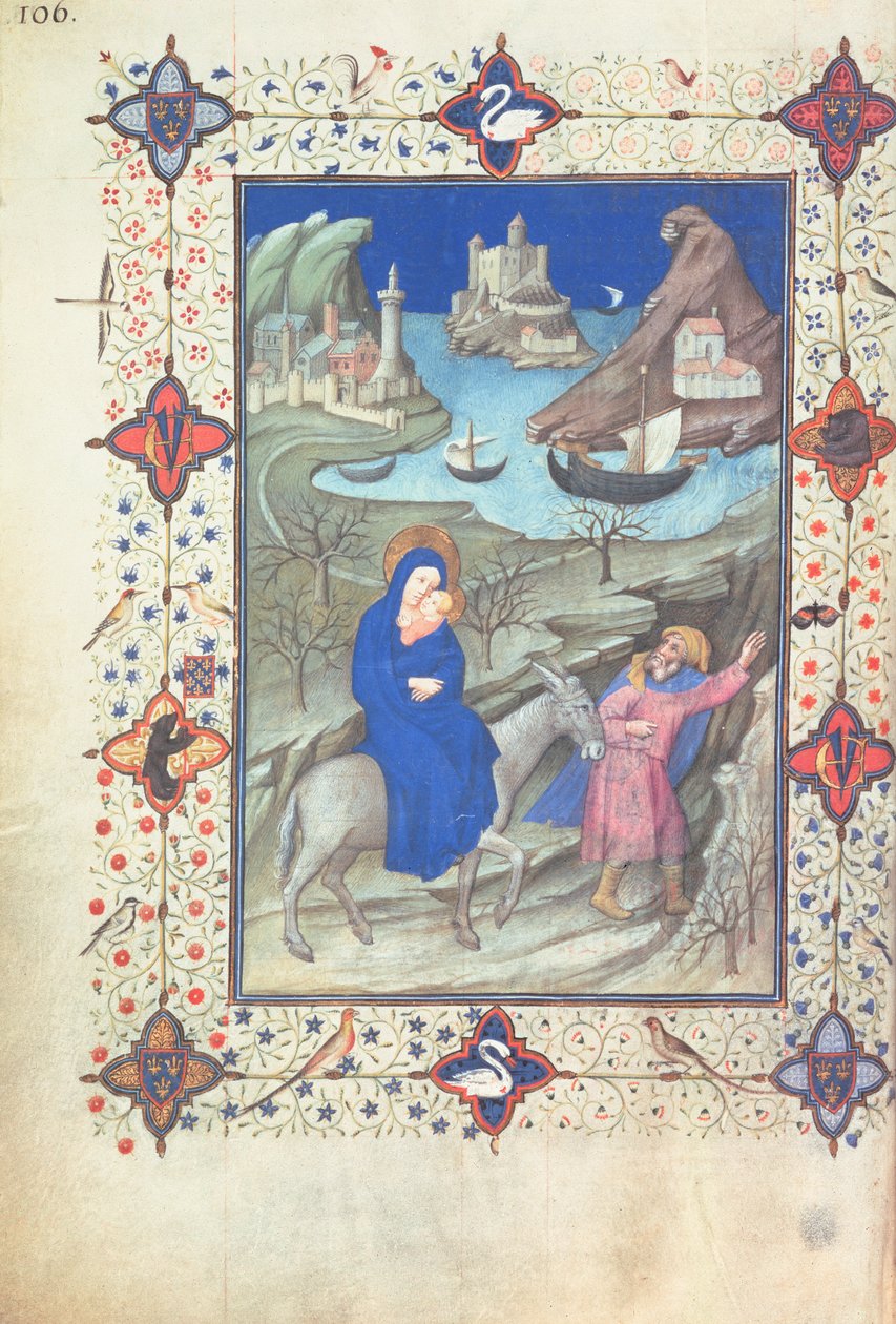 Ms 11060-61, Voo para o Egito, de "Muito boas horas do duque de Berry", c.1409 de Jacquemart de Hesdin