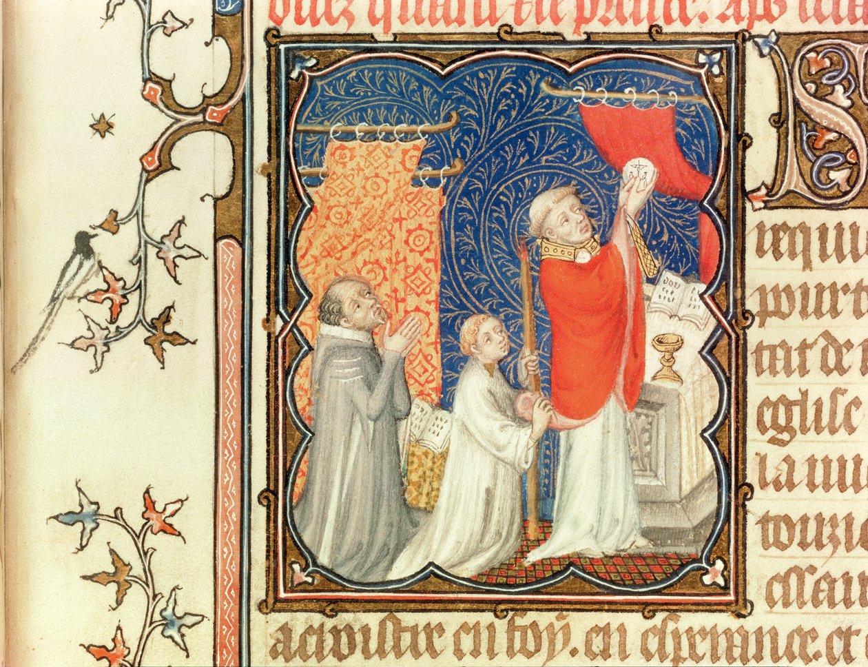 Sra. Lat 18014 Jean de France (1340-1416) Duque de Berry Rezando Antes da Elevação da Hóstia, de Les Petites Heures de Duc de Berry, c.1385-90 de Jacquemart de Hesdin