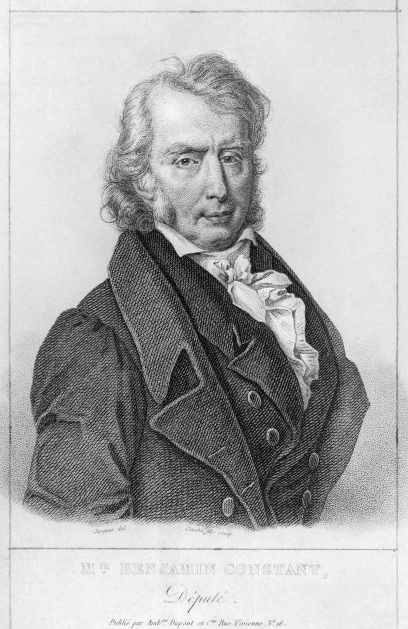 Henri Benjamin Constant de Rebecque (1767-1830) como deputado, gravado por Louis Francois Couche (1782-1849) de Jacques
