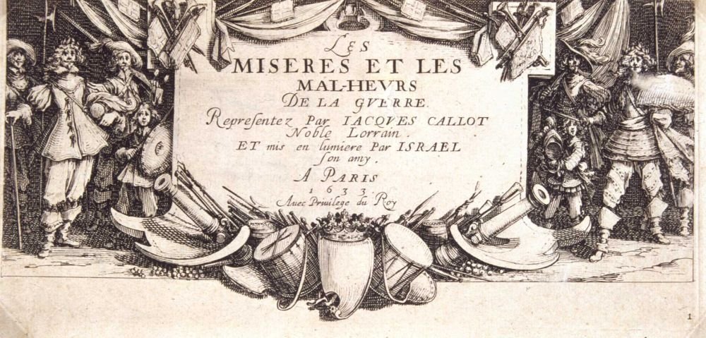 Miseries Frontispício e mis-horas de guerra de Jacques Callot