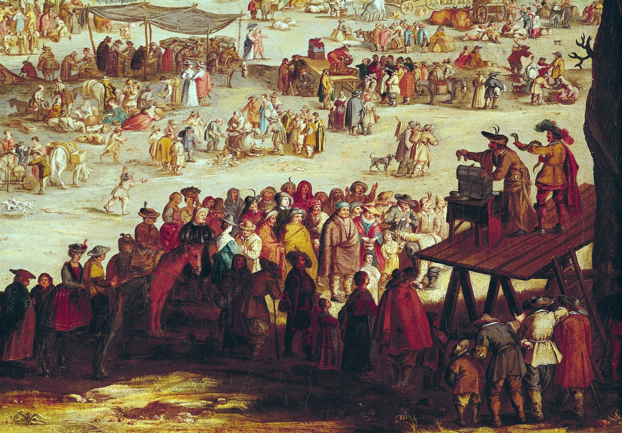 A Feira de Impruneta, detalhe do lado direito, 1638 de Jacques Callot