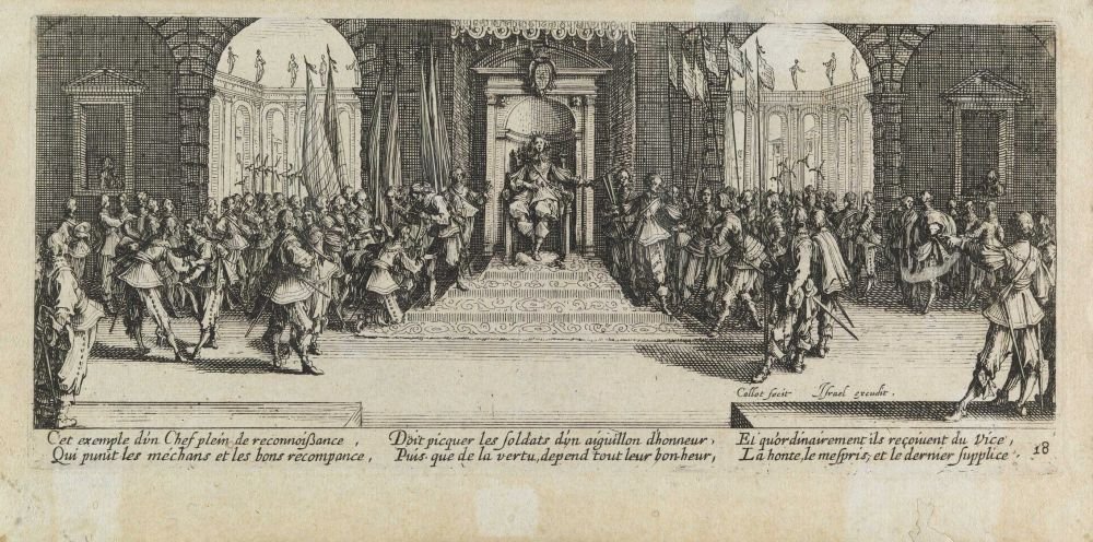 A roda Miseries e horas ruins da guerra, pl. 18 de Jacques Callot