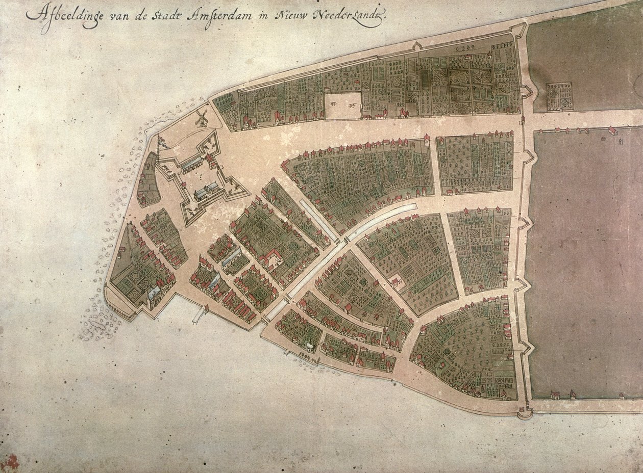 Vista de New Amsterdam, Costello Plan, 1660 de Jacques Cortelyou