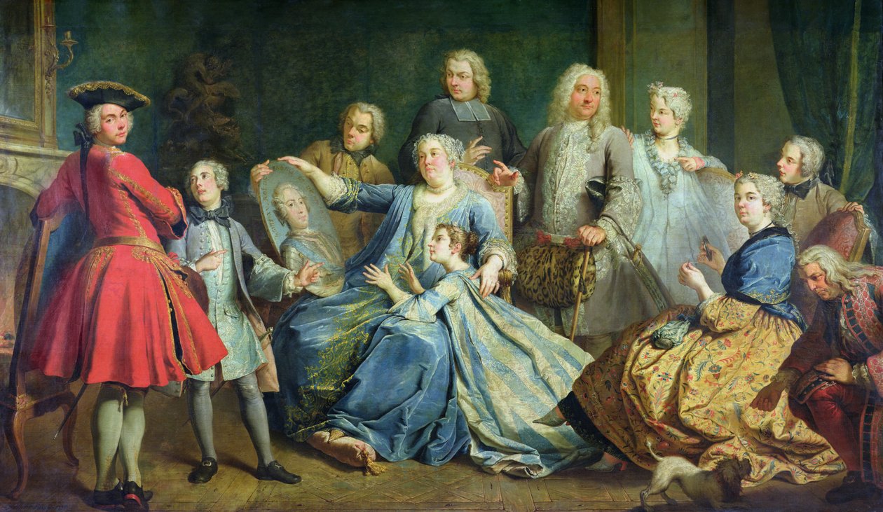 Madame Mercier (1683-1750) Cercada por sua família, 1731 de Jacques Dumont