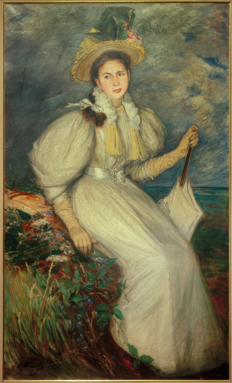 Retrato de uma jovem mulher de Jacques Emile Blanche