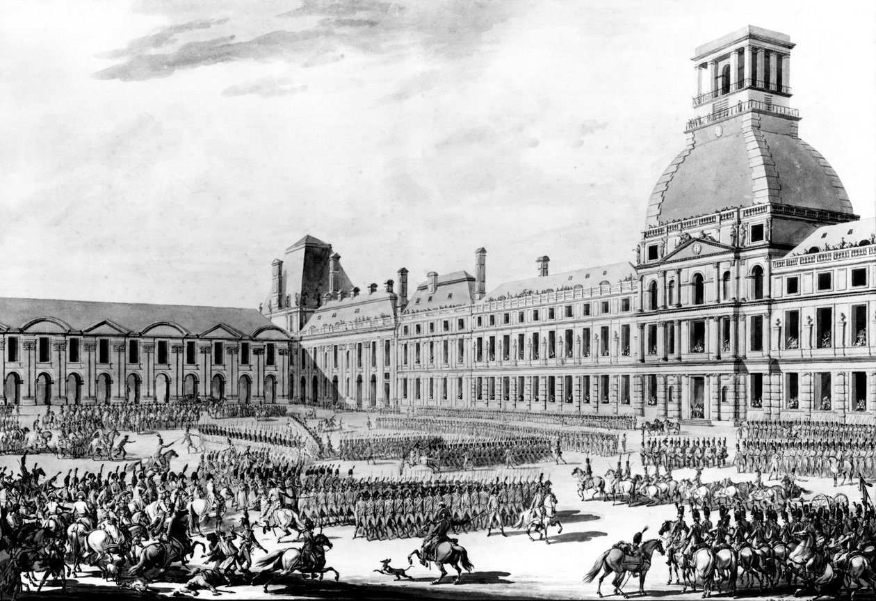 Napoleão Bonaparte (1769-1821) Primeiro Cônsul, Revendo suas tropas nas Tulherias de Jacques Francois Joseph Swebach
