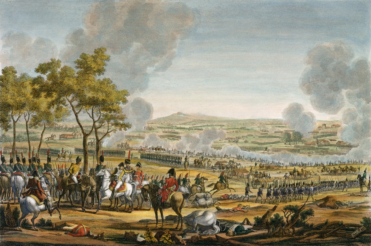 A batalha de Wagram, 7 de julho de 1809, gravada por Louis Francois Mariage (aquatint) de Jacques Francois Joseph Swebach