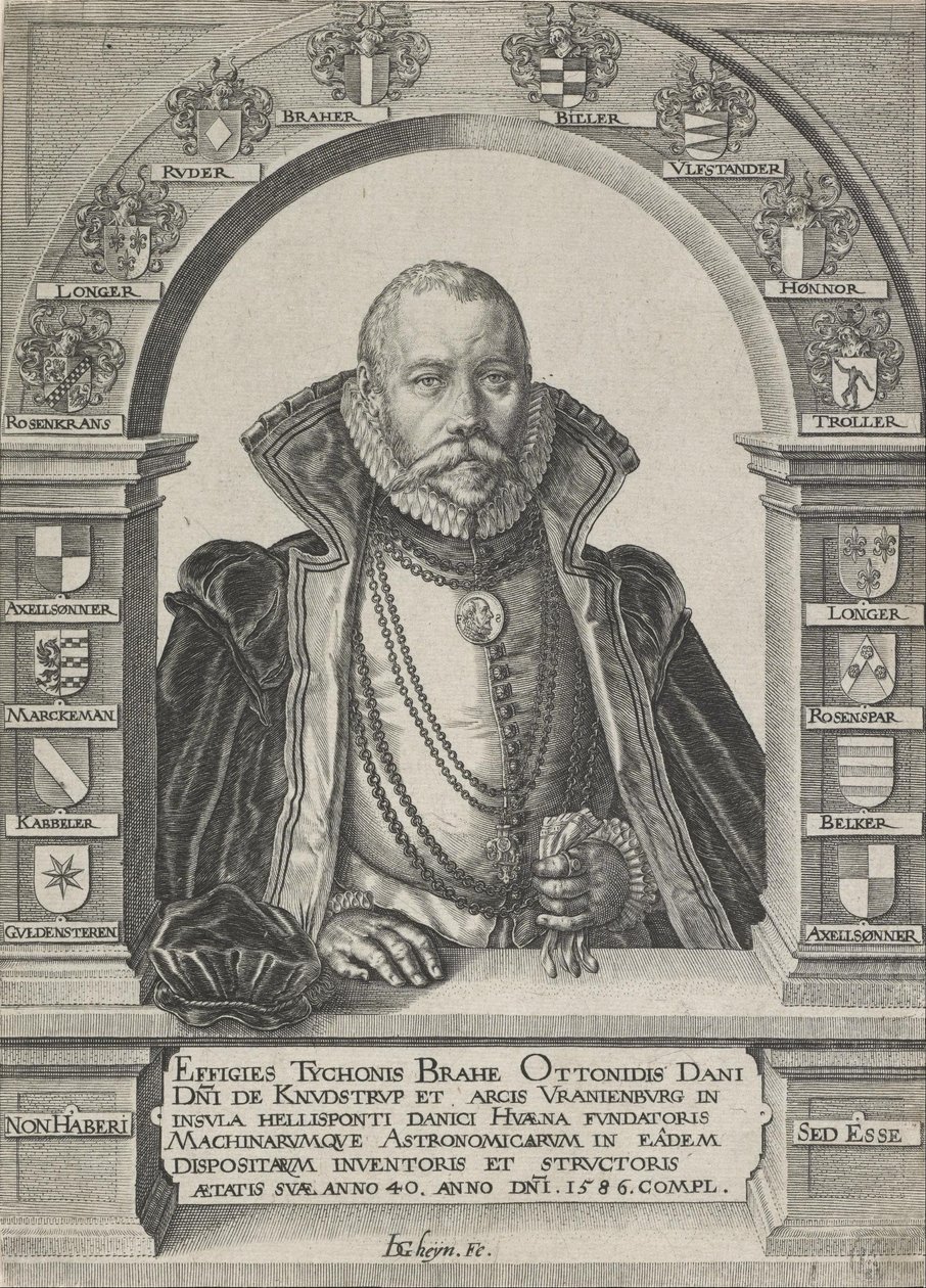 Retrato de Tycho Brahe, astrônomo (sem chapéu) de Jacques Gheyn de Ii