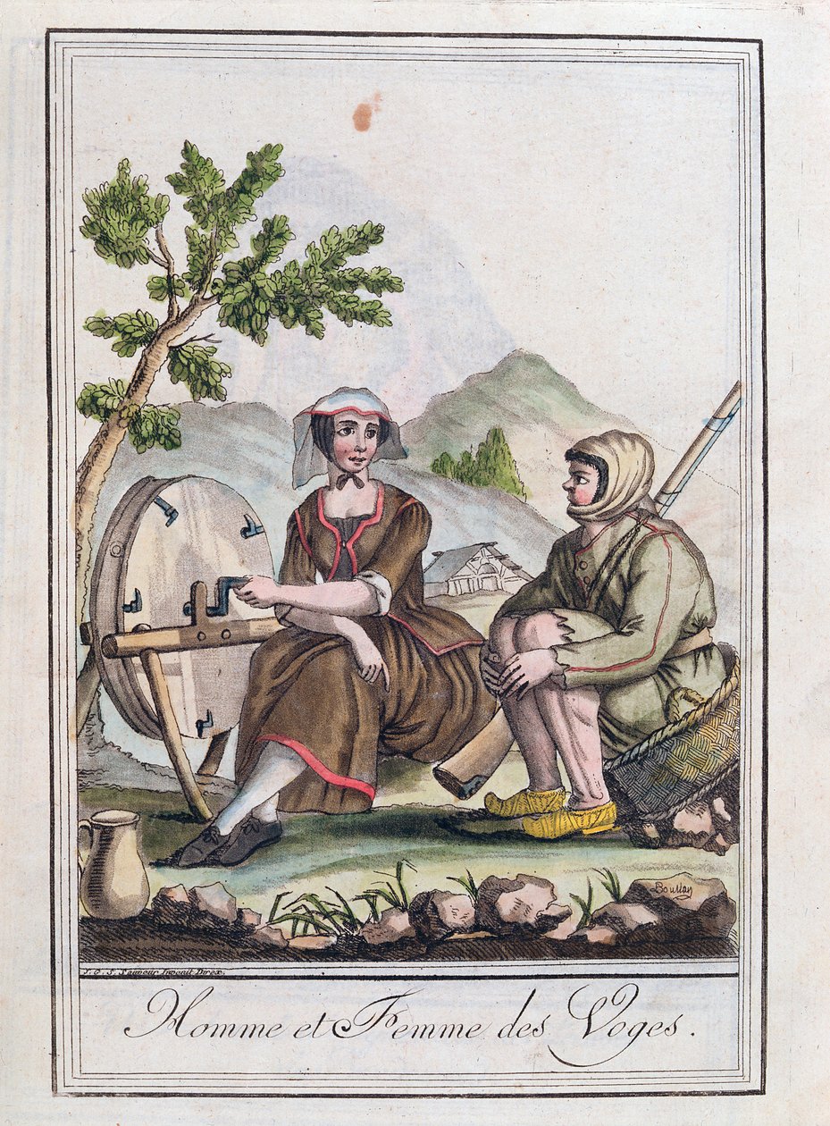 Um homem e uma mulher dos Vosges, da &39;Encyclopédie des Voyages&39;, 1796 de Jacques Grasset de Saint Sauveur