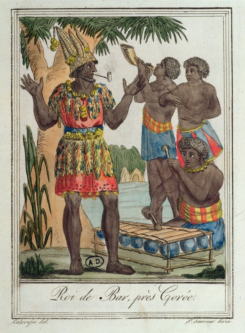 Rei do Bar, perto de Gorée, Senegal, de trajes de diferentes países, 1796 de Jacques Grasset de Saint Sauveur
