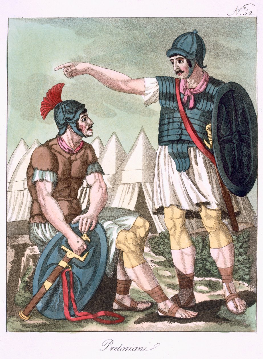 Guarda Pretoriana, ilustração de &39;L&39;Antique Rome&39;, gravada por Labrousse, publicada em 1796 de Jacques Grasset de Saint Sauveur