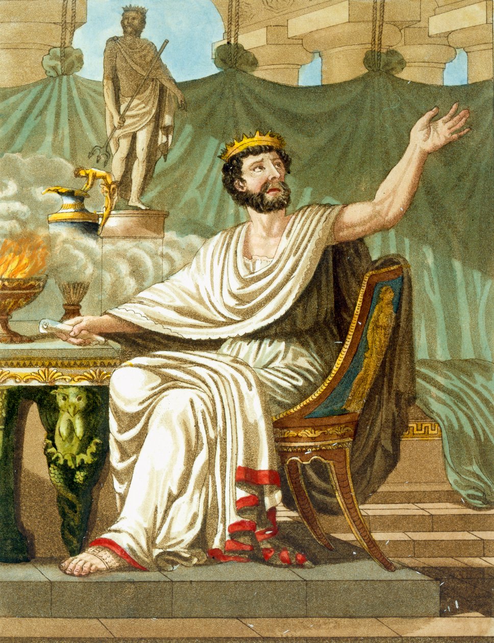 Rex Sacrificulus, ilustração de &39;L&39;Antique Rome&39;, gravada por Labrousse, publicada em 1796 de Jacques Grasset de Saint Sauveur