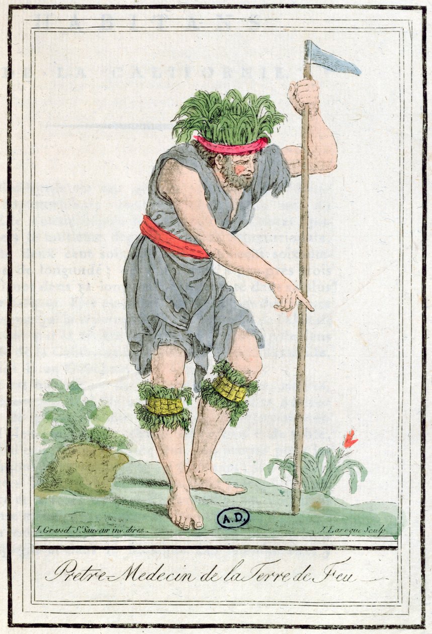 Um padre da Terra do Fogo, gravado por Lareque, 1796 de Jacques Grasset de Saint Sauveur