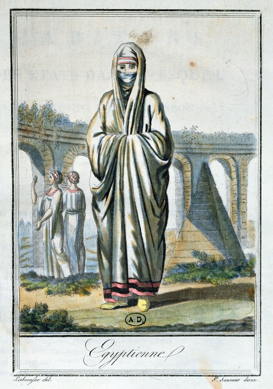 Mulher egípcia vestindo o chador, ilustração de &39;Encyclopédie des Voyages&39;, publicado em Paris, 1796 de Jacques Grasset de Saint Sauveur