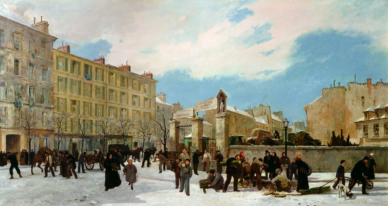 Cerco de Paris. Um Pátio de Lenha, Boulevard de Montparnasse, janeiro de 1871 de Jacques Guiaud