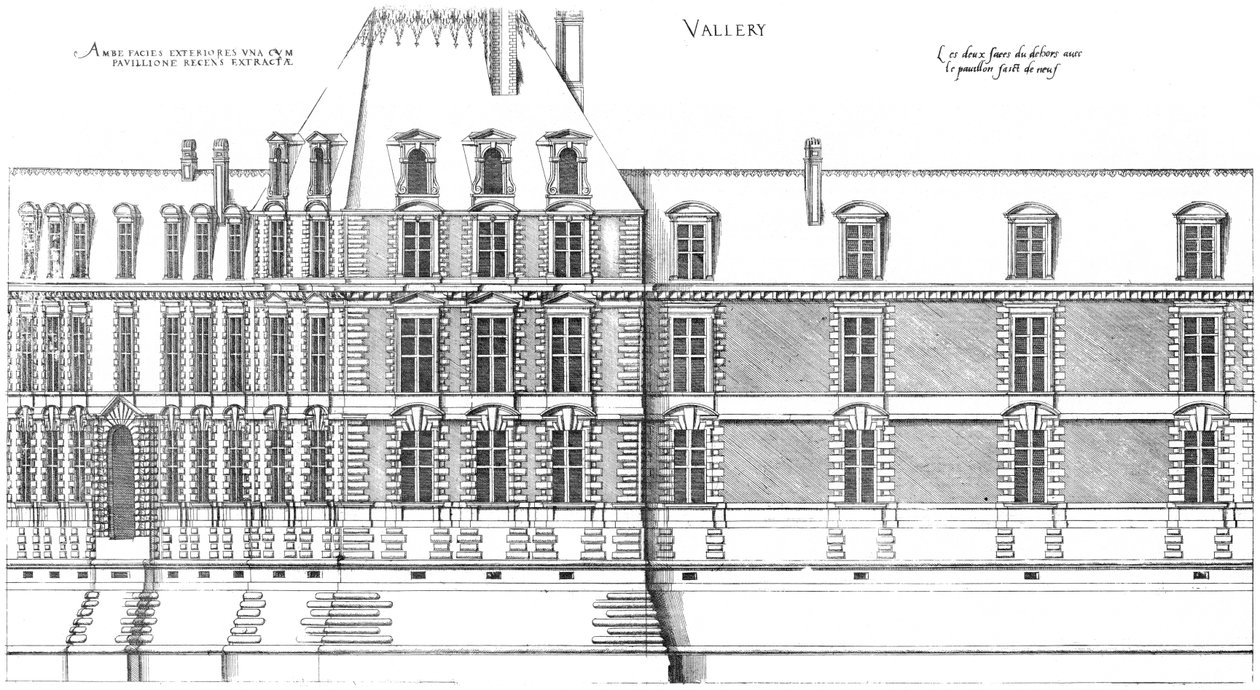 Gravura do primeiro volume dos mais excelentes Bastiments de France de Jacques I Androuet du Cerceau