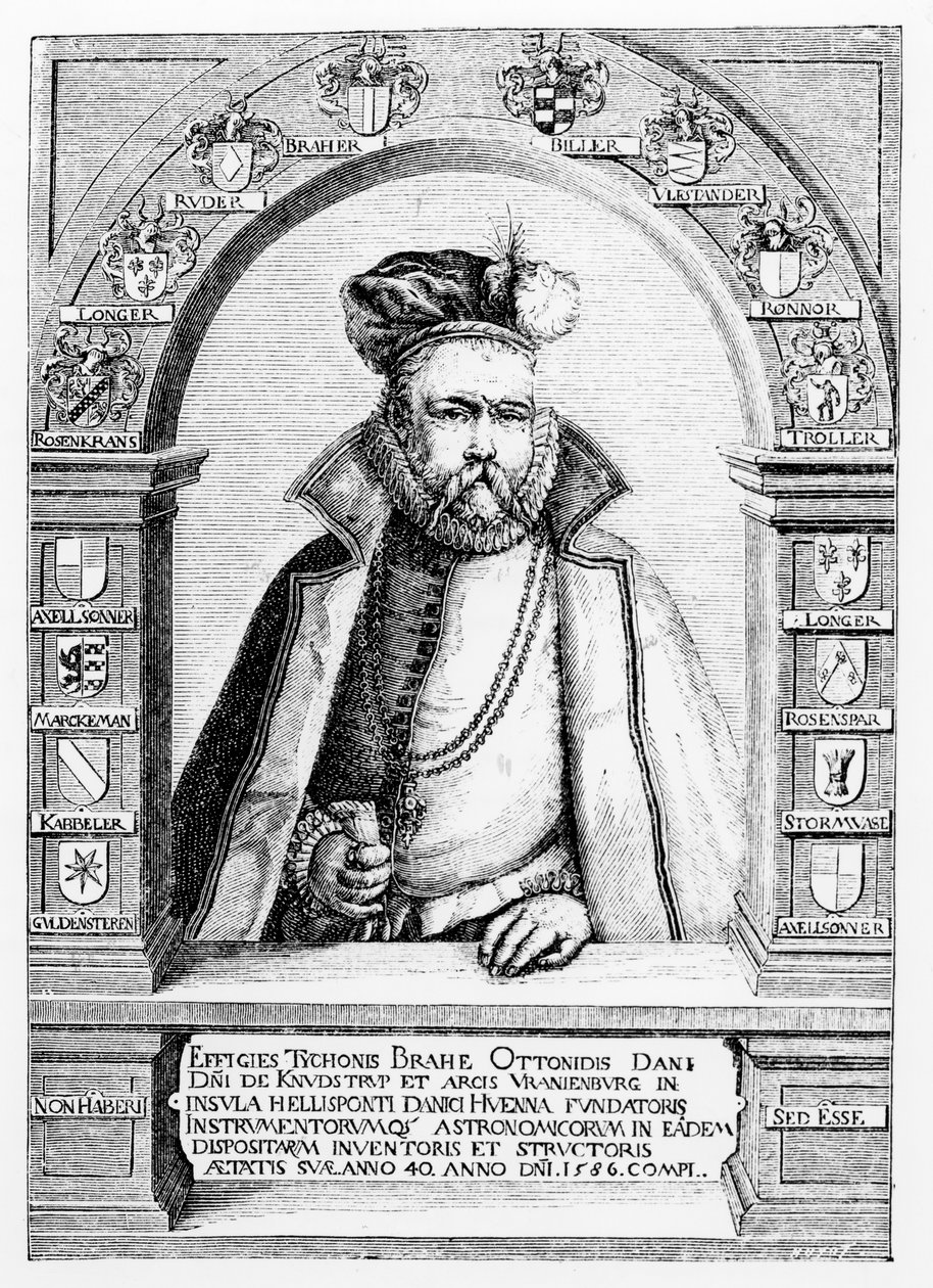 Retrato de Tycho Brahe (1546-1601) ilustração de &39;Ciência e literatura na idade média e o Renascimento&39;, escrito por Paul Lacroix, 1878 de Jacques II de Gheyn