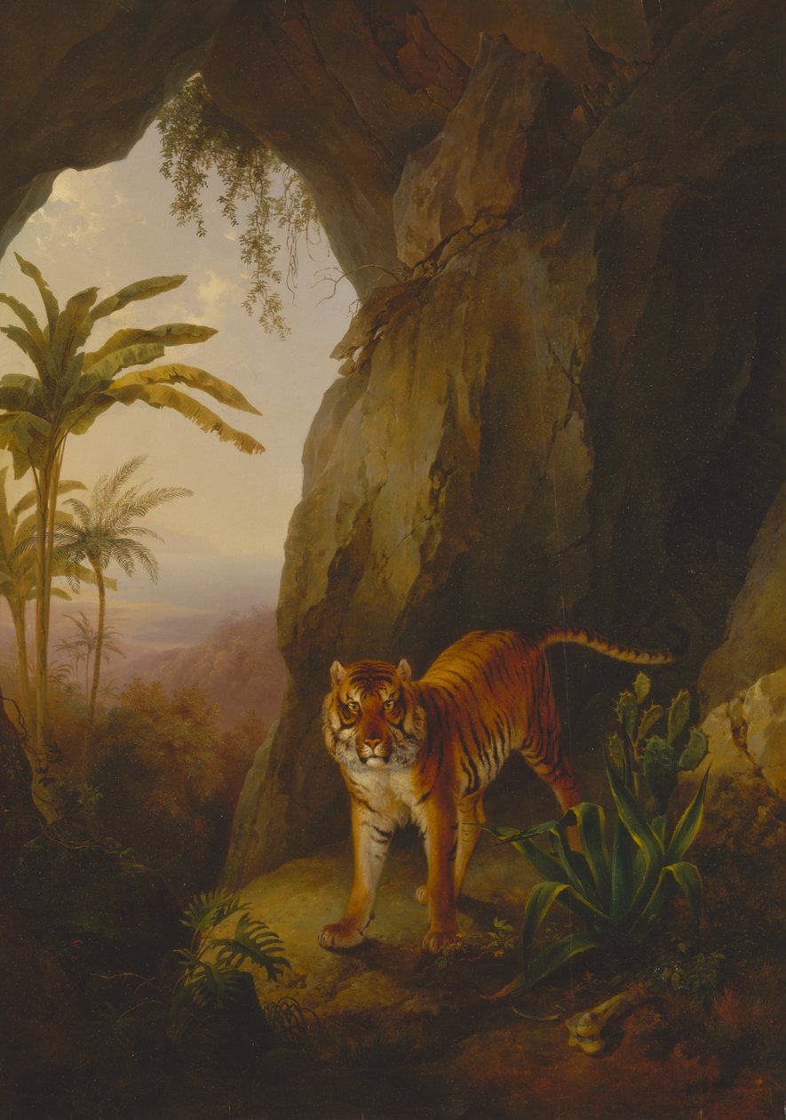 Tigre em uma caverna de Jacques Laurent Agasse