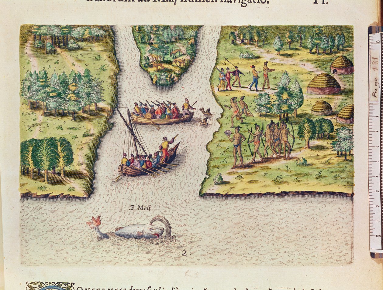 Os franceses descobrem o rio de maio, de &39;Brevis Narratio ..&39;, gravado por Theodore de Bry (1528-98) publicado em Frankfurt, 1591 de Jacques Le Moyne