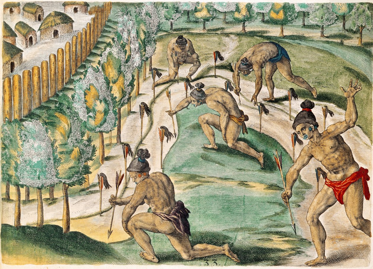 O método de declarar a guerra, de &39;Brevis Narratio ...&39;, gravado por Theodore de Bry (1528-98) 1591 de Jacques Le Moyne
