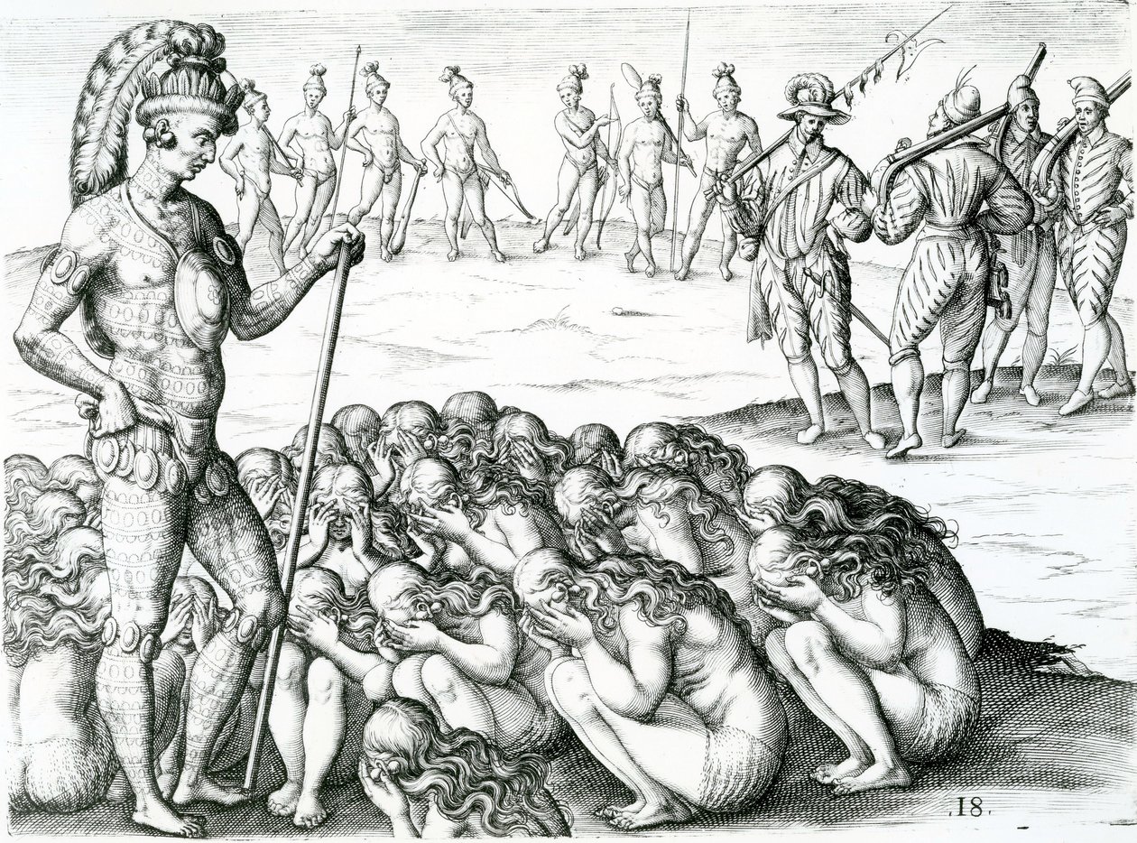 demandas doença levantadas pela ilustração rei tirado de um curto eorvm história qvae Flórida Estados provicia França, através de 1591 de Jacques Le Moyne