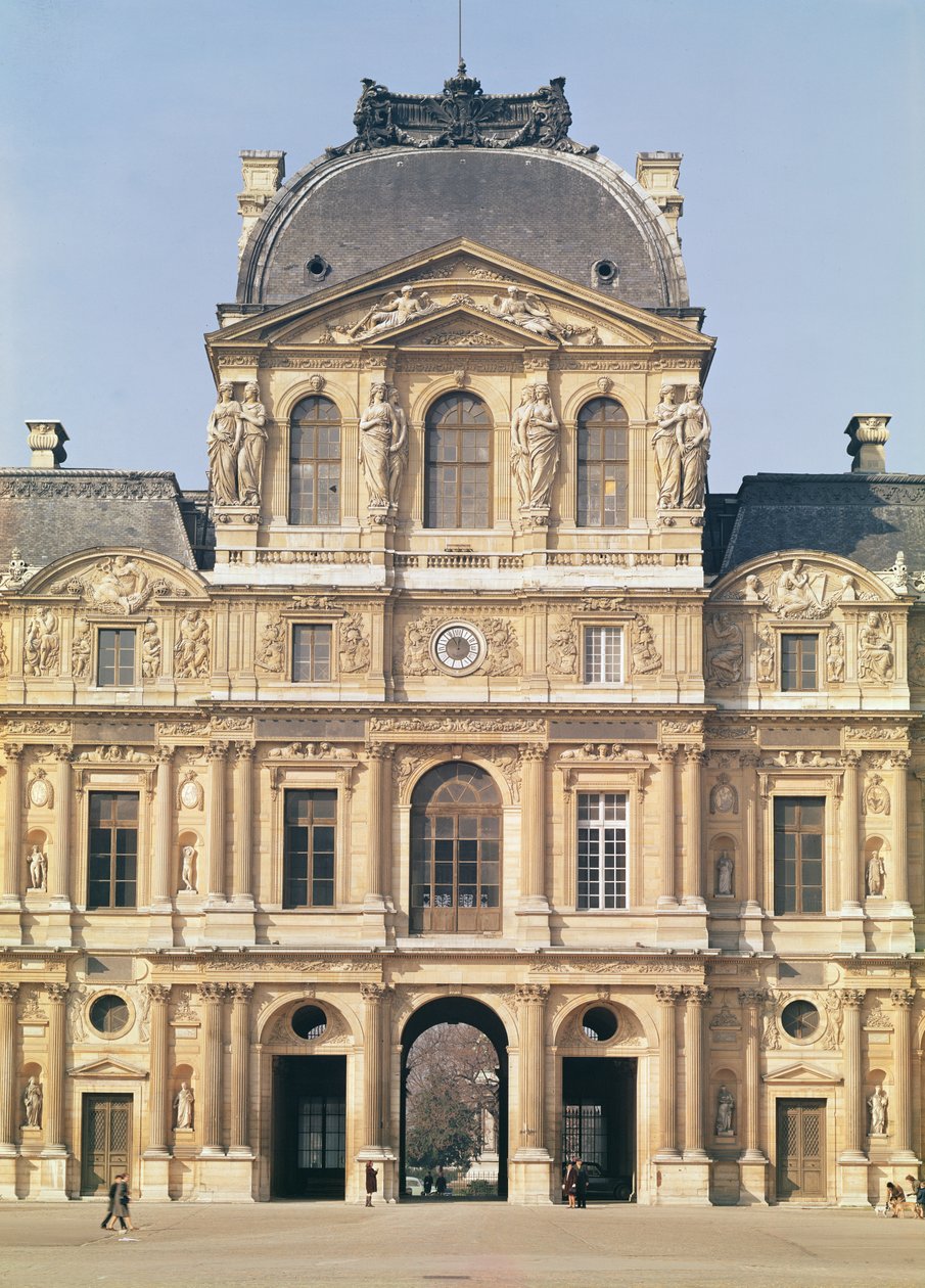 O Pavillon de l&39;Horloge do Louvre, construído em 1624 de Jacques Lemercier