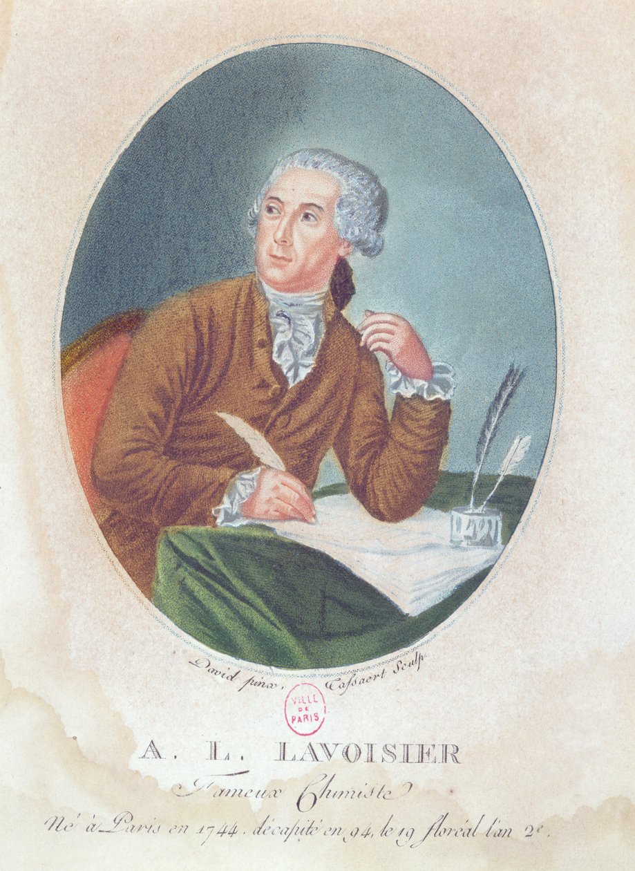 Antoine Laurent de Lavoisier (1743-94) gravado por Tassaert, c.1794 de Jacques Louis David