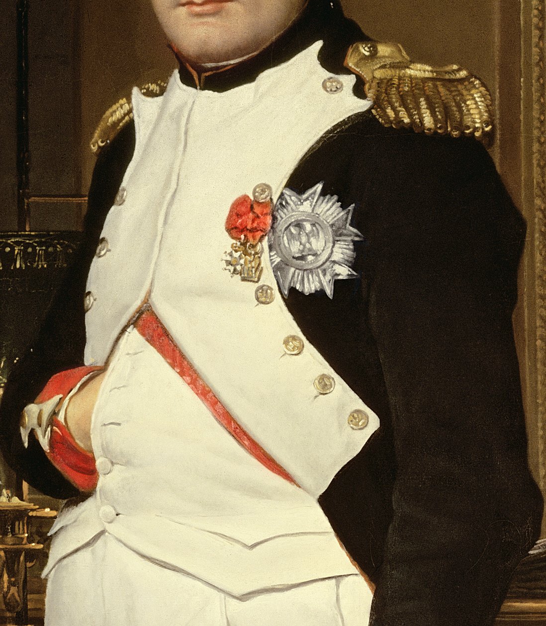 Detalhe de Napoleão Bonaparte em seu estudo, 1812 óleo sobre tela detalhe de PHD 320 de Jacques Louis David