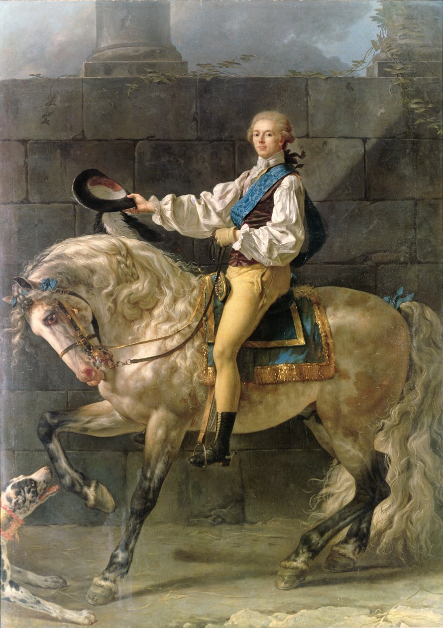 Retrato equestre de Stanislas Kostka Potocki (1755-1821) 1781 de Jacques Louis David