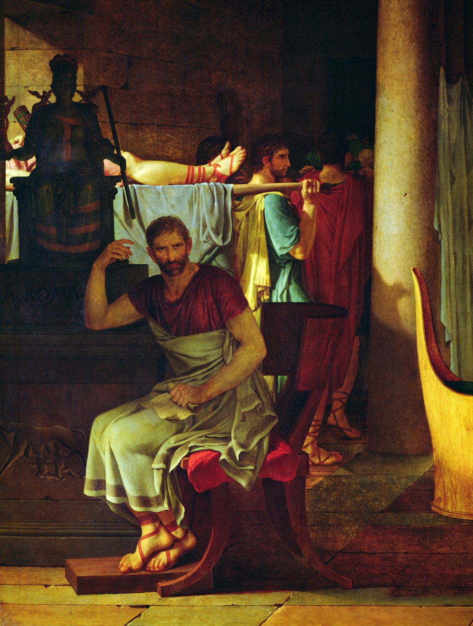 Lictors Bearing to Brutus os Corpos de seus Filhos, 1789 óleo sobre tela detalhe de 44247 de Jacques Louis David