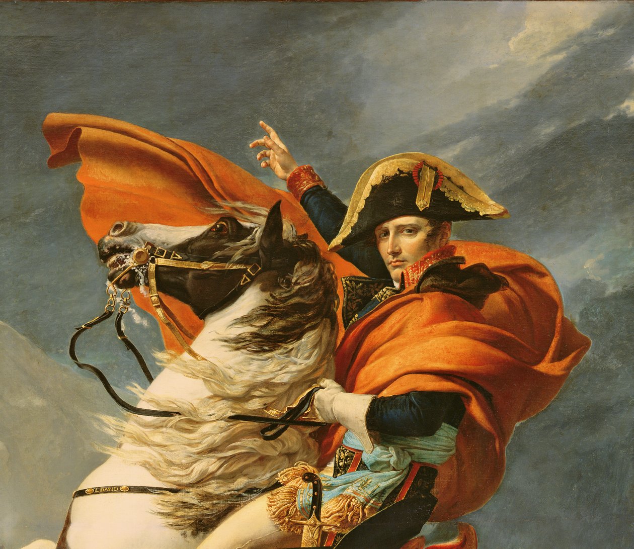 Napoleão cruzando os Alpes em 20 de maio de 1800, 1803 (detalhe de 101627) de Jacques Louis David