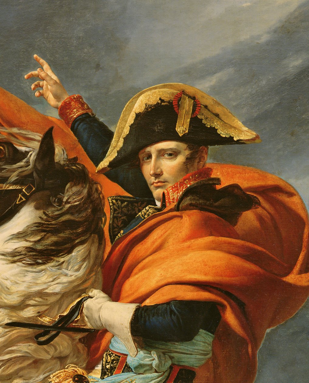 Napoleão cruzando os Alpes em 20 de maio de 1800, 1803 (detalhe de 101627) de Jacques Louis David