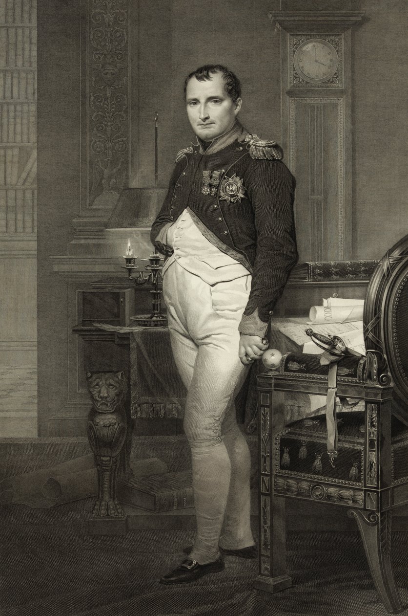 Napoleão I em seu estudo, gravado por Jean Nicholas Laugier de Jacques Louis David
