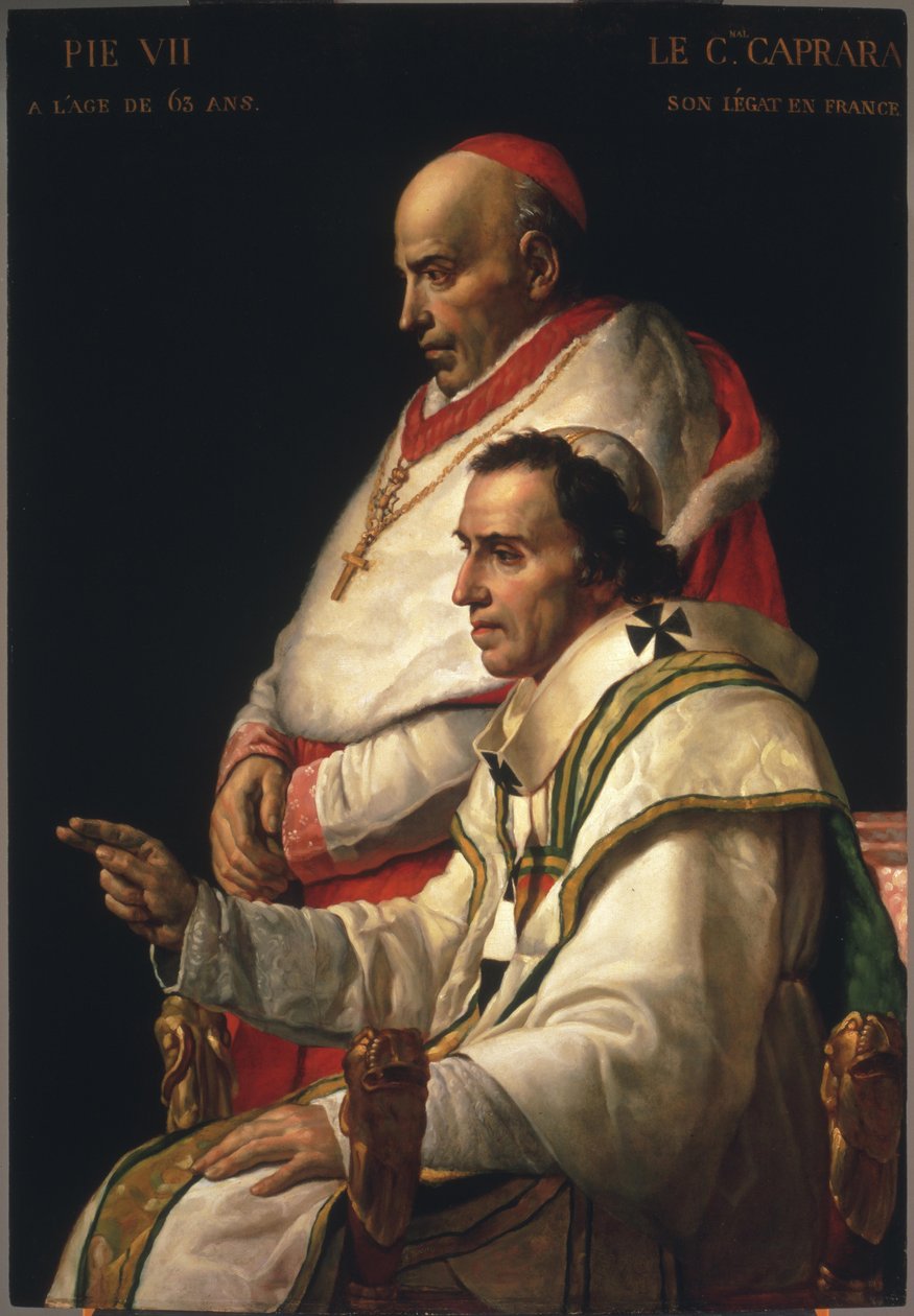 Torta de retrato de papa VII e do cardeal Caprara de Jacques Louis David