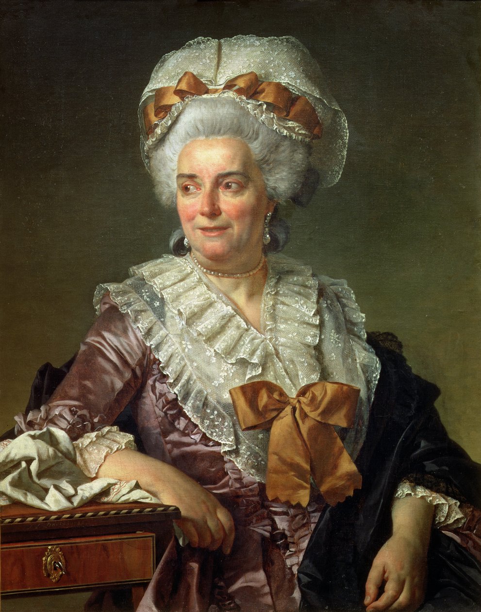 Retrato de Madame Charles-Pierre Pecoul, nee Potain, sogra do artista, 1784 (ver 82877 para retrato de seu marido) de Jacques Louis David