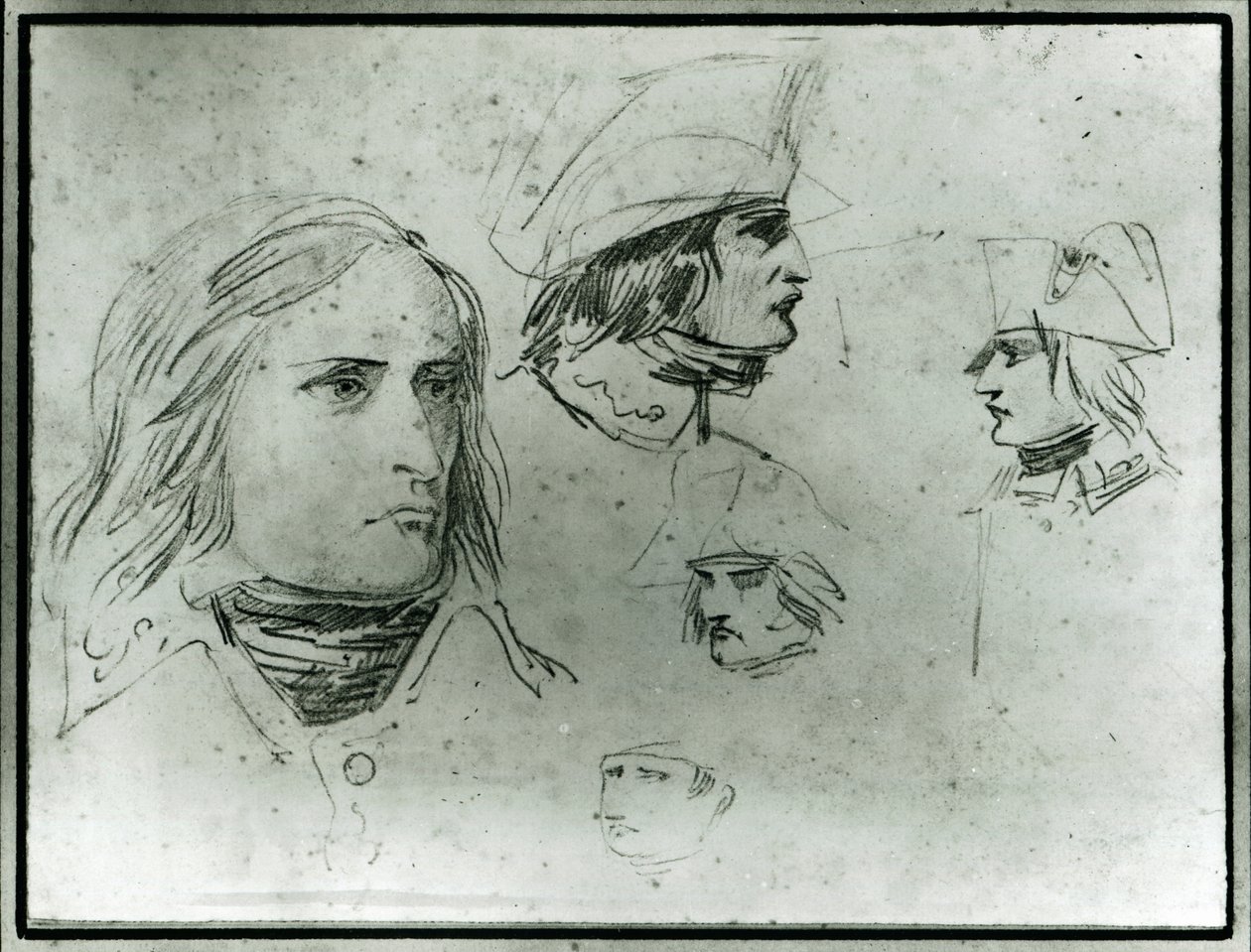 Esboços de Napoleão Bonaparte, 1797 (lápis) de Jacques Louis David