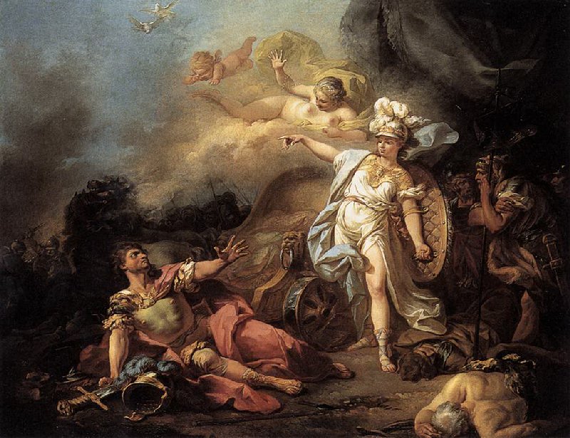 O Combate de Ares e Atena de Jacques Louis David