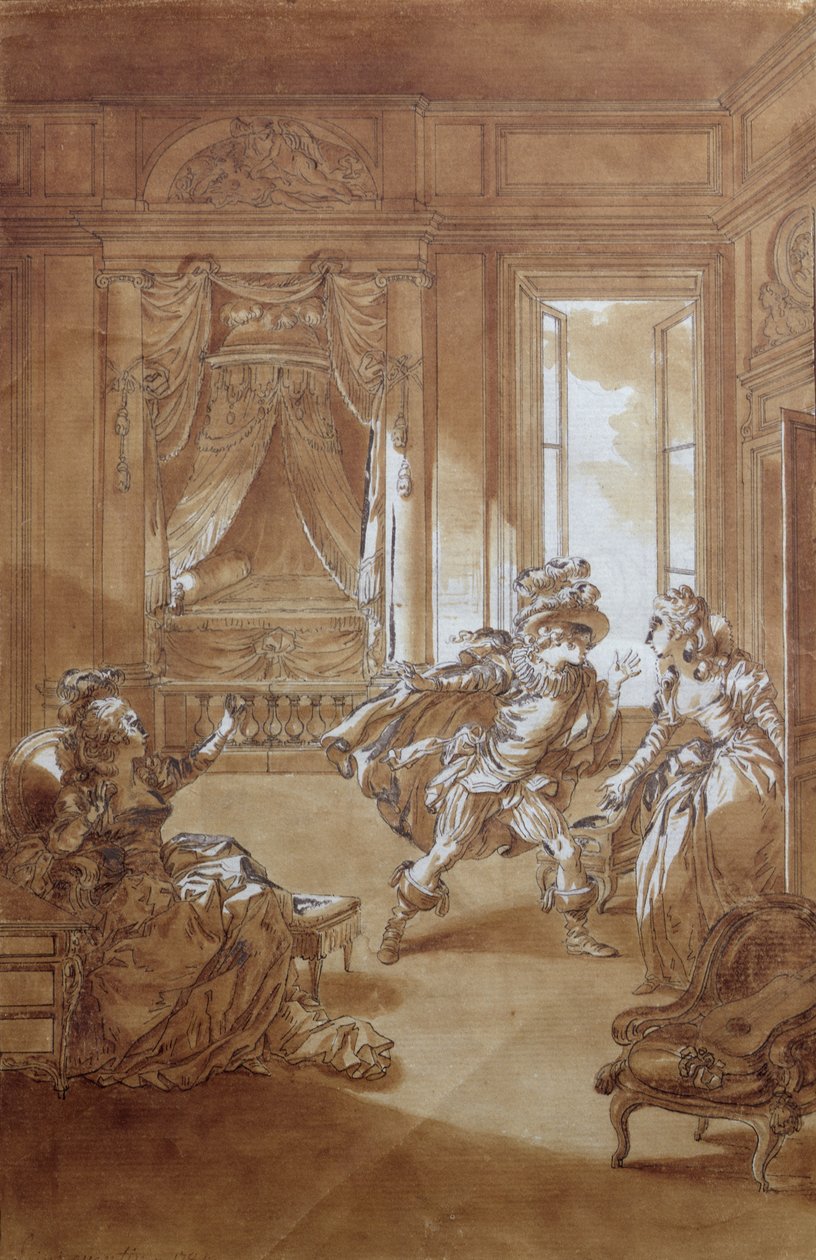 &39;Eu vou matá-lo ...&39;, cena do ato II de &39;O Casamento de Fígaro&39; de Pierre-Augustin Caron de Beaumarchais (1732-1799) 1785 de Jacques Philippe Joseph de Saint Quentin