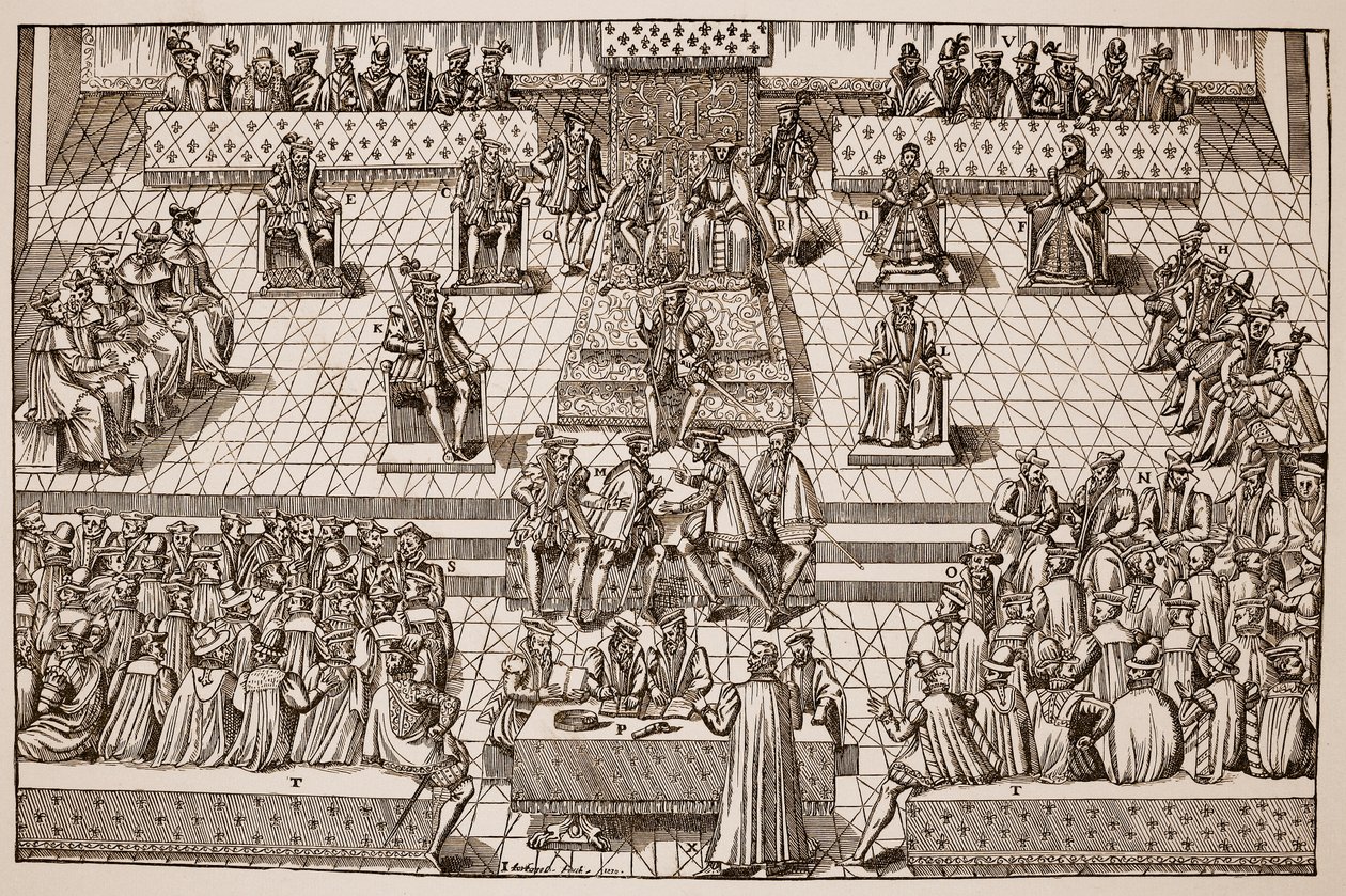 Os Estados Gerais em Orleans, 1560 (foto sépia) de Jacques Tortorel