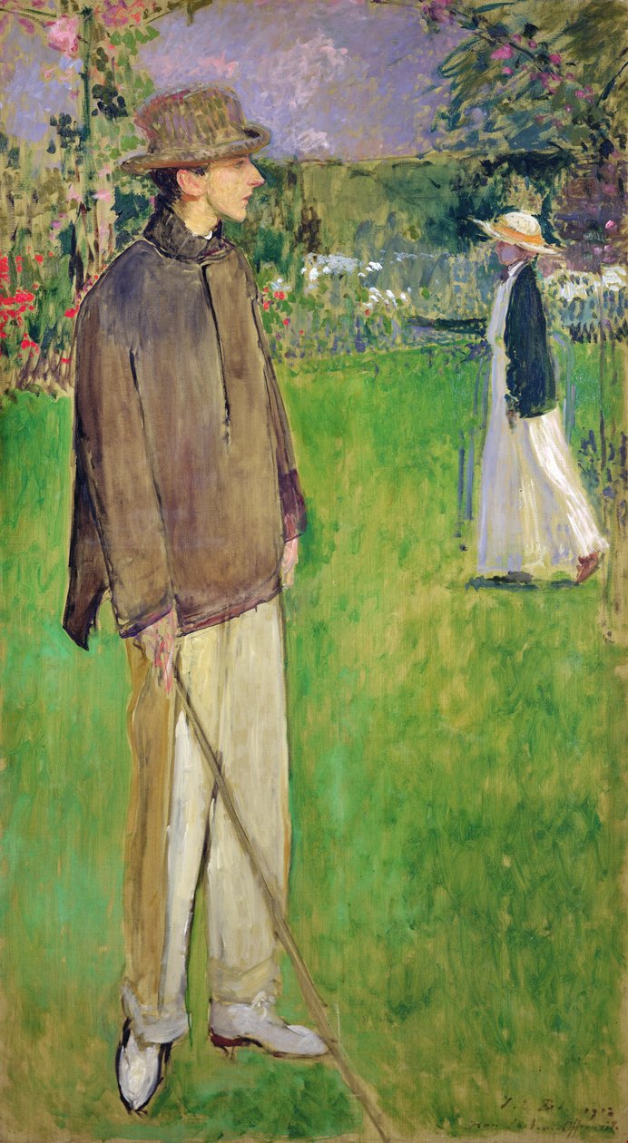 Estudo para um retrato completo de Jean Cocteau (1889-1963) em Offranville, 1912 de Jacques Emile Blanche