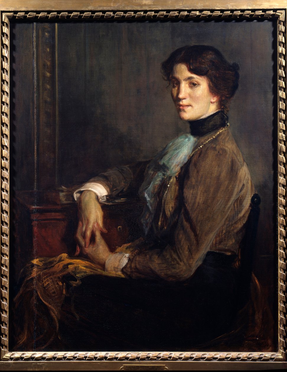 Retrato da mulher das letras Florence Halevy (1877-1957), esposa do escritor Elie Halevy (1870-1937) de Jacques Emile Blanche
