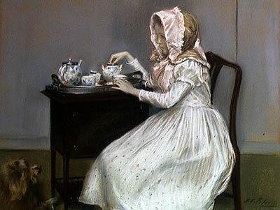 Tea-Time (pastel sobre papel) de Jacques Emile Blanche