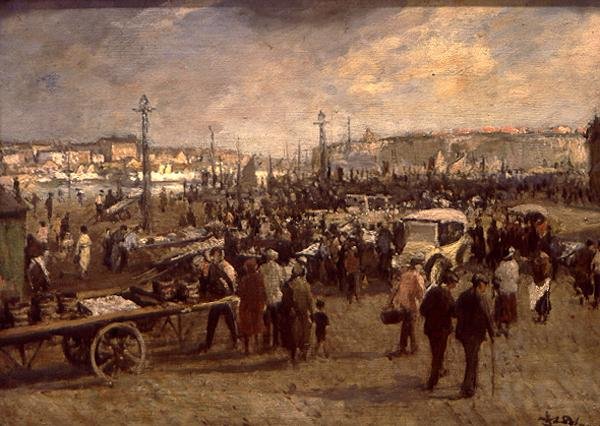 A Venda de Peixe (óleo sobre tela) de Jacques Emile Blanche