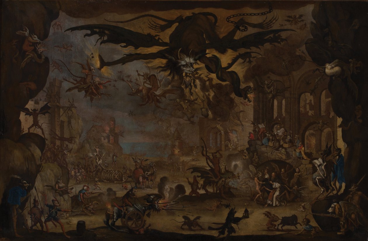 A tentação de Santo António (óleo sobre tela) de Jacques (after) Callot