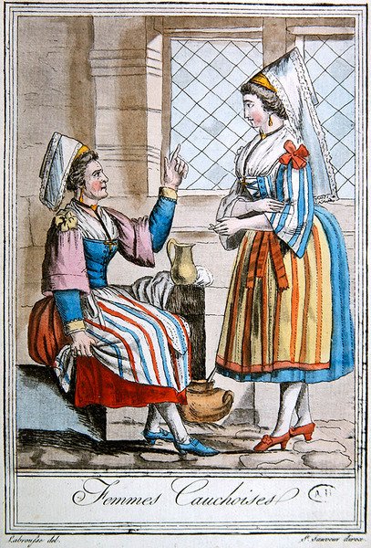 Mulheres da região de Caux da Normandia, ilustração da 