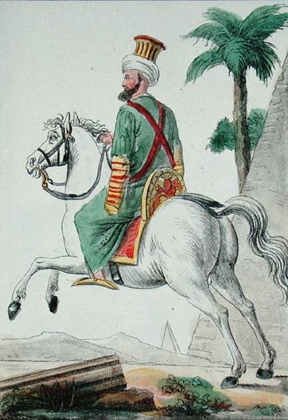 Um Mameluk do Cairo no Egito em 1801, ilustração de 