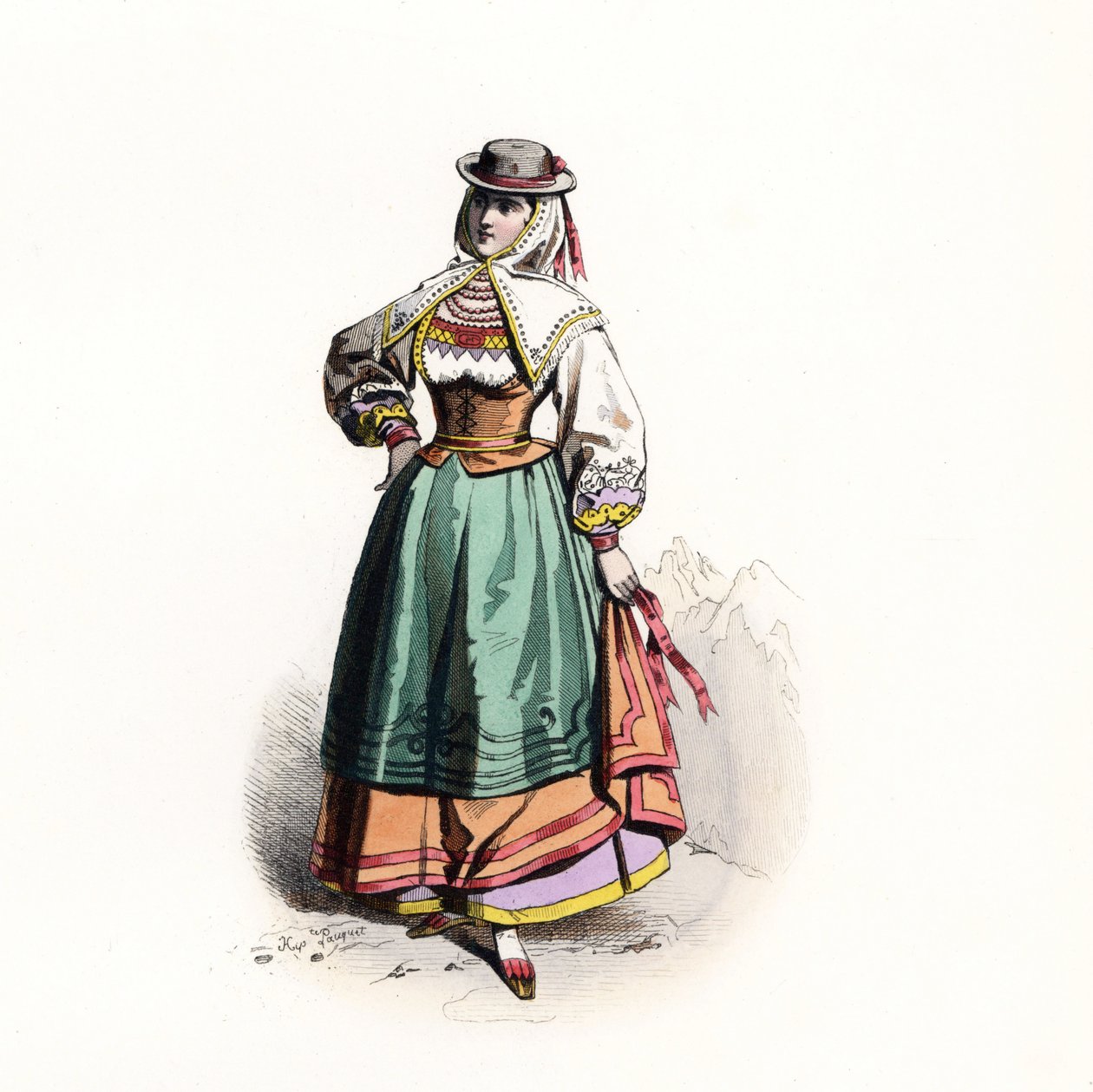 Mulher de Salamanca, Espanha de Jacques (after) Grasset de Saint Sauveur