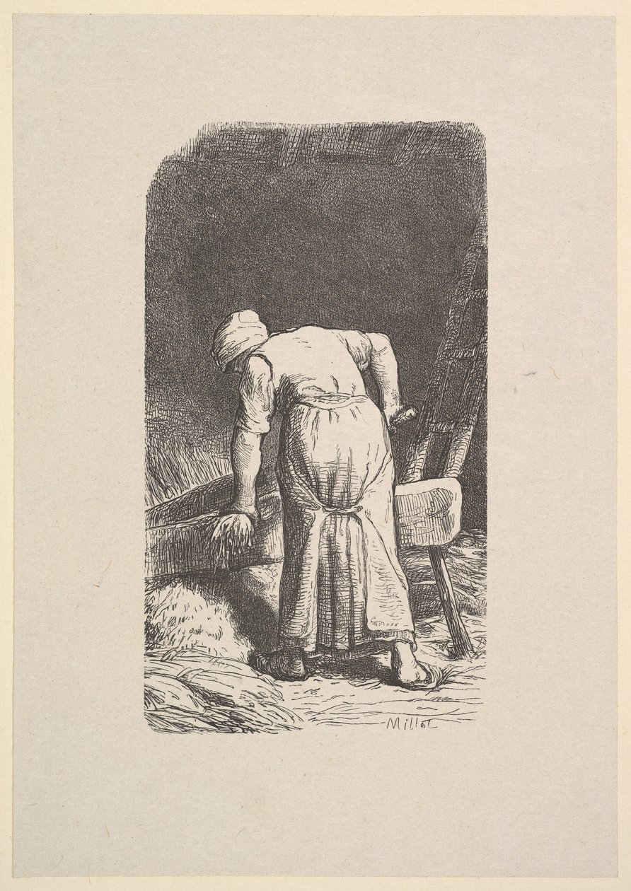 Mulher Cortando Trigo, 1853. de Jacques Adrien Lavieille
