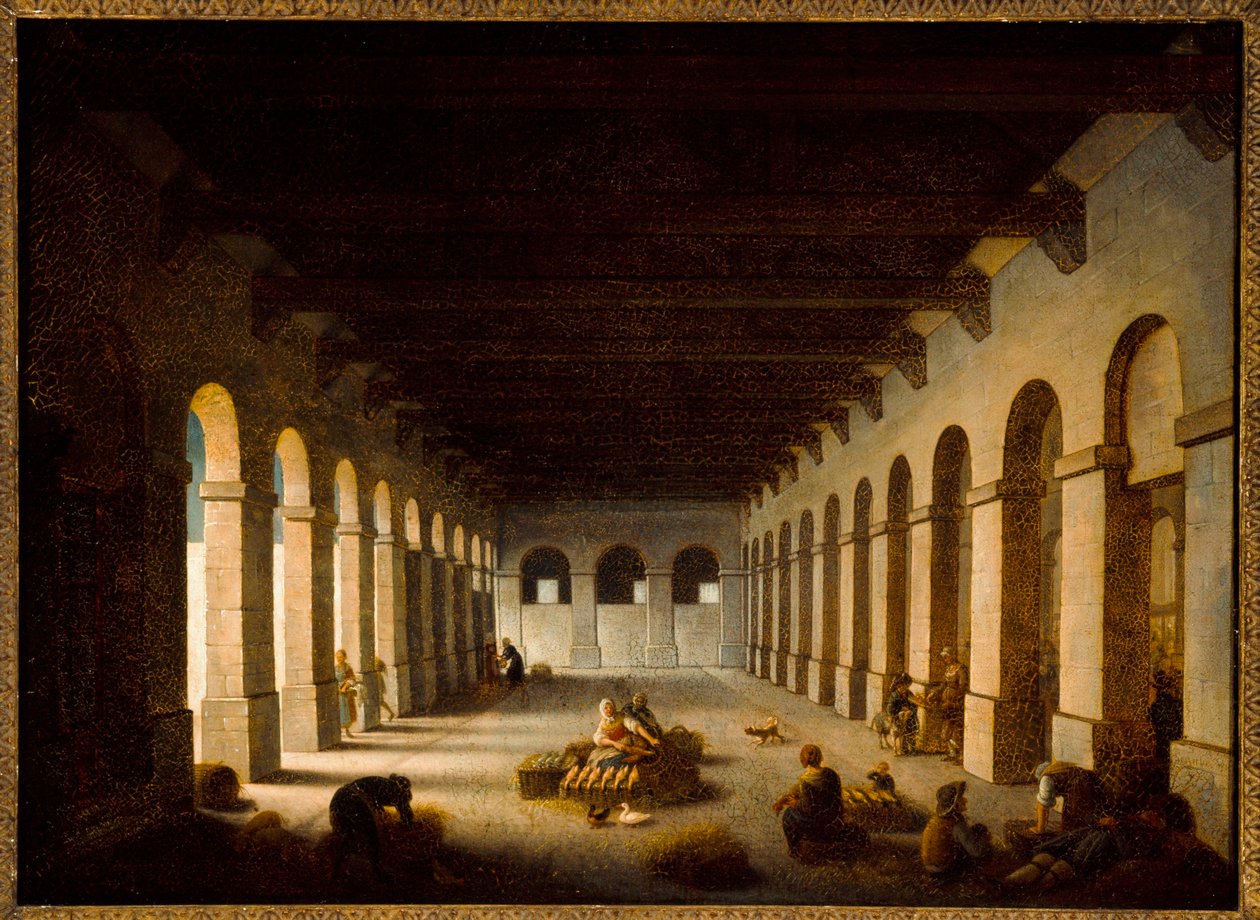 O Mercado do Vale, c.1815 (óleo sobre tela) de Jacques Albert Senave